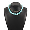 Opaque Resin Oval Beaded Alloy Paperclip Chain Double Layer Necklaces, Golden, Medium Turquoise, 14.96~17.32 inch(38~44cm), 2pcs/set