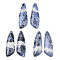 Natural Sodalite Pendants, Wing Charms, 38~39x13~14x4~5mm, Hole: 1.6mm