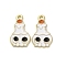 Halloween Alloy Enamel Pendants, Golden, Skull, 21x12x1.5mm, Hole: 1.6mm