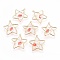 Brass Pendants, with Acrylic Rhinestone, Nickel Free, Star, Real 18K Gold Plated, Orange Red, 20.5x19.5x6mm, Hole: 1mm