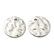 Tarnish Resistant 304 Stainless Steel Charms, Textured, Flat Round, Stainless Steel Color, 8x1mm, Hole: 1.2mm