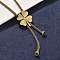304 Stainless Steel Crystal Rhinestone Clover Lariat Necklaces, Ion Plating(IP), Golden, 24.21 inch(61.5cm)