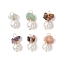 6Pcs 6 Styles Natural Tourmaline & Tiger Eye & Amethyst & Green Aventurine & Sunstone & Aquamarine Chip with Copper Wire Wrapped Shell Pearl Pendants, Round Charms, Golden, 26.5~28.5x12.5~14.5x13.5~15.5mm, Hole: 4.5mm, 1pc/style