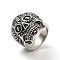 316 Stainless Steel Skull with Cross Finger Ring, Gothic Jewelry for Women, Halloween Theme, Antique Silver, US Size 7 1/4(17.5mm)