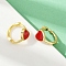 Heart Brass Enamel Hoop Earrings, Cadmium Free & Lead Free, Rack Plating, Long-Lasting Plated, Real 18K Gold Plated, 14x8x15mm