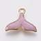 Zinc Alloy Enamel Pendants, Whale Tail Shape, Golden, Plum, 15x18x3mm, Hole: 1.5mm