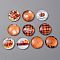 Autumn Theme Glass Cabochons, Half Round/Dome with Pumpkin/Maple Leaf Pattern, Orange, 2.45x0.6cm, 10pcs/set