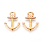 Alloy Pendants, Anchor, Golden, 19x15x2mm, Hole: 3mm