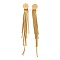 Brass Snake Chain Tassel Stud Earring Findings, with Flat Round Cabochon Setting, Real 18K Gold Plated, 106x10mm