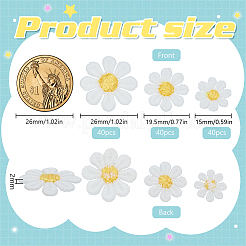 120 шт. 3 стиля полиэстеровые пришивные аппликации в виде ромашек&nbsp;PATC-FG0003-31