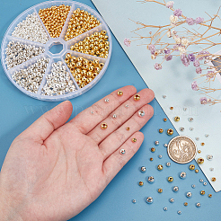 1080 шт. 8 стиля латунные гладкие круглые бусины&nbsp;FIND-PH0018-84