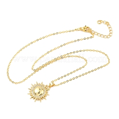 Латунные микропаве прозрачные кубические цирконии ожерелья с подвеской в виде солнца для женщин&nbsp;NJEW-S449-05B-G