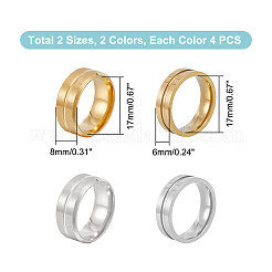 16 шт. 4 стиля 201 нержавеющая сталь рифленая линия перстень для женщин&nbsp;RJEW-UN0002-48