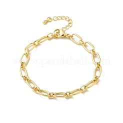 Латунные овальные звенья цепи браслеты для женщин мужчин BJEW-K273-15G