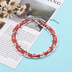 Круглые бусины многониточные ожерелья&nbsp;NJEW-JN03460-02