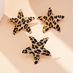 Комплекты из серег-гвоздиков и колец из сплава с леопардовым принтом в виде морской звезды для женщин&nbsp;FS-WG183D9-01