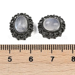 Латунные паве из натурального радужного лунного камня овальные многорядные звенья&nbsp;G-C172-06B