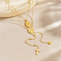 Религиозная подвеска в виде креста Святого Бенедикта из нержавеющей стали 304 с кисточкой&nbsp;NJEW-C112-01G