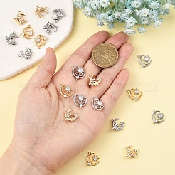 2 шт. двухцветные латунные подвески с прозрачным стеклом&nbsp;KK-YW0004-02