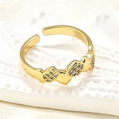 Латунные кольца-манжеты с микропаве и прозрачным цирконием для женщин&nbsp;RJEW-H247-28G