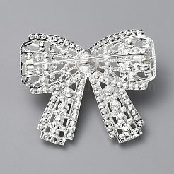 Брошь с бантом из хрусталя и стразами с пластиковым жемчугом из бисера&nbsp;JEWB-WH0022-74B