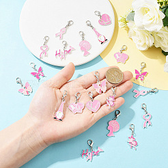 20 шт. 10 стиля подвески из сплава и эмали для повышения осведомленности о раке груди&nbsp;HJEW-YW00261