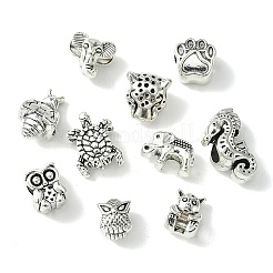 60шт 10 стиля европейские бусины из сплава в тибетском стиле TIBEB-FS0001-03