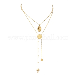 Религиозная подвеска в виде креста Святого Бенедикта из нержавеющей стали 304 с кисточкой&nbsp;NJEW-C112-01G