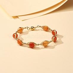 Браслеты из бисера из натурального сердолика для мужчин и женщин&nbsp;BJEW-TA00012-01