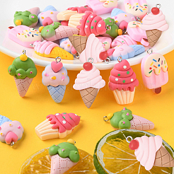 30шт 5 стиля непрозрачные подвески из смолы&nbsp;RESI-CJ0003-04