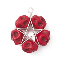 7 шт. 7-х цветные подвески в виде черепа из искусственной бирюзы&nbsp;PALLOY-TA00297