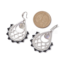 Серьги-подвески из натурального черного оникса в стиле бохо&nbsp;EJEW-MZ00301