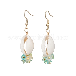 Серьги-подвески из натуральных смешанных ракушек каури&nbsp;EJEW-JE06858