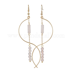 Серьги-подвески из натурального розового кварца&nbsp;EJEW-JE06335-03