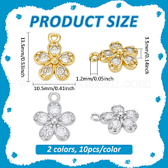 20 шт. 2-х цветная латунь с подвесками из кубического циркония&nbsp;KK-PH0012-42