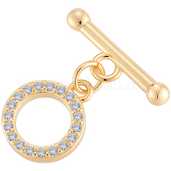 10 комплект застежек-тогглов из латуни с микропаве из прозрачного кубического циркония&nbsp;KK-BBC0021-01