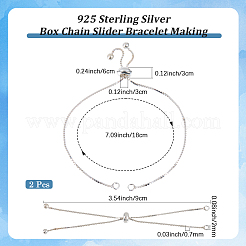 2шт 925 серебряных цепочки-слайдера для изготовления браслета&nbsp;MAK-BBC0001-23