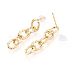 Латунные овальные серьги-гвоздики&nbsp;KK-T071-18G-02