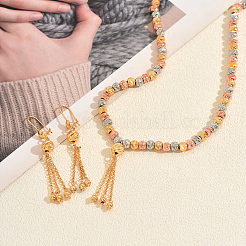 Винтажное латунное колье и серьги с круглыми бусинами и кисточками для женщин.&nbsp;KV0699