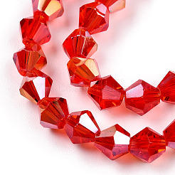 Прозрачные стеклянные бусины гальваническим пряди&nbsp;EGLA-TACDZ0005-6mm-03D