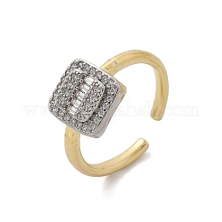 Латунные кольца-манжеты с микропаве и прозрачным цирконием для женщин&nbsp;RJEW-U041-09G