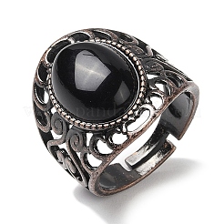 Овальные регулируемые кольца с натуральными драгоценными камнями&nbsp;RJEW-K271-06R