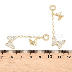 Подвески-шармы в виде бабочки из латуни с микропаве и прозрачными кубическими циркониями.&nbsp;KK-H257-04G