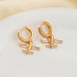 Серьги-кольца в форме самолета из латуни с прозрачным кубическим цирконием&nbsp;HG3511-1