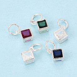 925 квадратный шарм из стерлингового серебра с инкрустацией кубическим цирконием&nbsp;STER-T009-16S