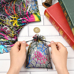 Сумки из органзы с завязками и принтом пауков на тему Хэллоуина&nbsp;ABAG-WH20021-006F