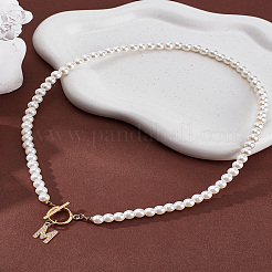 1 шт. латунные прозрачные кубические цирконии ожерелья с подвесками в виде букв&nbsp;NJEW-LP0001-32M