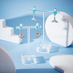 4 пара двухцветных серег-клипс с имитацией ракушек и эмалью&nbsp;EJEW-AR0001-09A