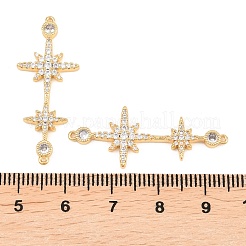 Шармы-соединители из латуни с микропаве из прозрачного кубического циркония&nbsp;KK-H538-13G