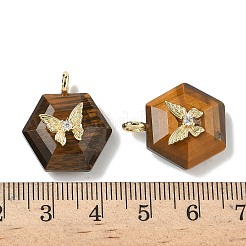 Граненые подвески из натурального тигрового глаза&nbsp;G-P585-01G-10